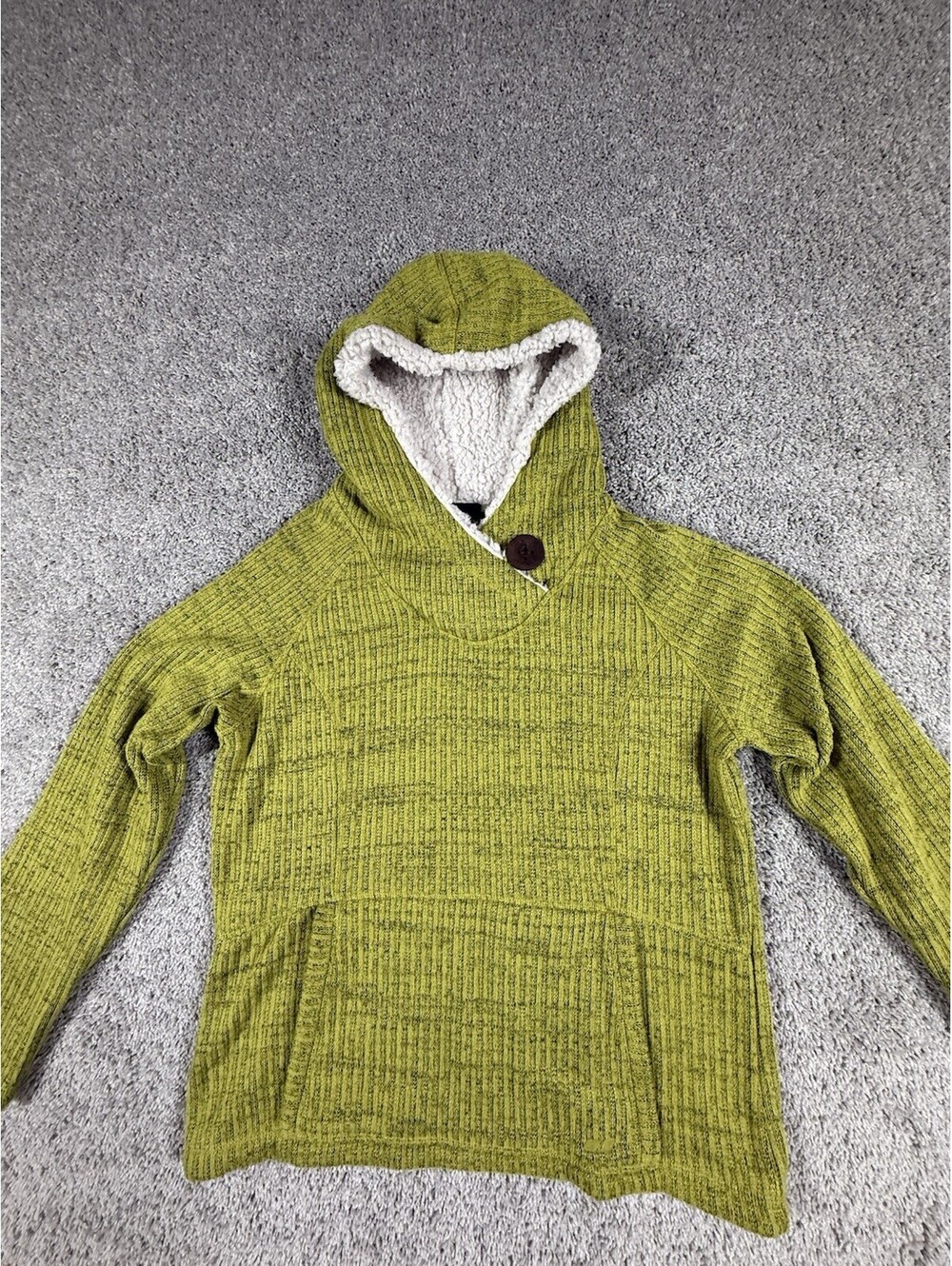 Koppen Sweater Womens X Large Green Hooded Knit Pullover Fleece Hoodie